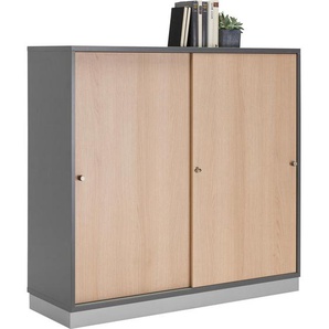 Venda Aktenschrank, Graphit, Eiche, Holzwerkstoff, 2 Fächer, 120x110x40 cm, Beimöbel erhältlich, umfangreiches Zubehör in verschiedenen Holzarten erhältlich, Arbeitszimmer, Aktenschränke