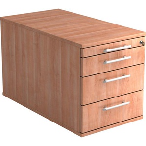 Venda Rollcontainer, Nussbaum, Kunststoff, 4 Schubladen, 42.8x51.2x80 cm, Fsc, DIN EN ISO 14001, Beimöbel erhältlich, Arbeitszimmer, Container, Rollcontainer