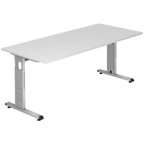 Venda Schreibtisch, Weiß, Metall, Holzwerkstoff, rechteckig, C-Form, 80x65-85x180 cm, Fsc, DIN EN ISO 14001, DIN EN ISO 9001, Arbeitszimmer, Schreibtische, Bürotische