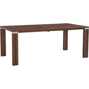 Venjakob Esstisch, Nussbaum, Edelstahl, Holz, Metall, Nussbaum,Amerikanischer Nussbaum, furniert, rechteckig, eckig, 100x75x190-290 cm, Goldenes M, Made in Germany, Dgm, DGM-Klimapakt, DGM-Emissionslabel, ausziehbar, in verschiedenen Größen erhältlich,