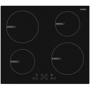 Vestel Induktionskochfeld, Schwarz, Metall, Glas, 59x5.6x52 cm, Kindersicherung, Sicherheitsabschaltung, Betriebskontrollleuchte, Restwärmeanzeige je Kochzone, Pausenfunktion, Timerfunktion, Küchen, Küchenelektrogeräte, Kochfelder