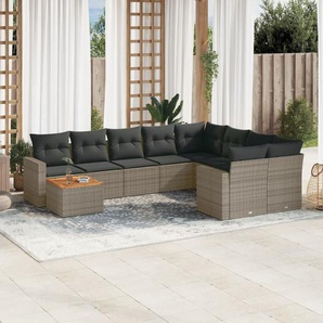 9-Sitzer Lounge-Set aus Polyrattan mit Polster