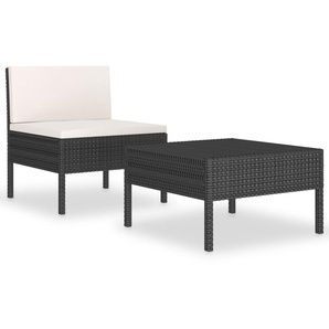 vidaXL 2-tlg. Lounge-Set inkl. Auflagen Polyrattan schwarz (310198)