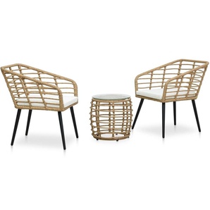 vidaXL 3-tlg. Bistro-Set Polyrattan Eiche (48577)