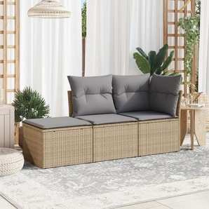 Vidaxl 3-Tlg. Garten-Sofagarnitur aus Polyrattan mit Kissen