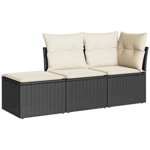 Vidaxl 3-Tlg. Garten-Sofagarnitur aus Polyrattan mit Kissen