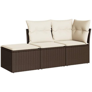 Vidaxl 3-Tlg. Garten-Sofagarnitur aus Polyrattan mit Kissen