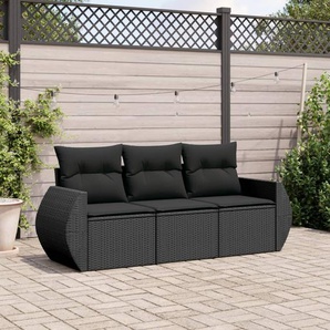 Vidaxl 3-Tlg. Garten-Sofagarnitur aus Polyrattan mit Kissen