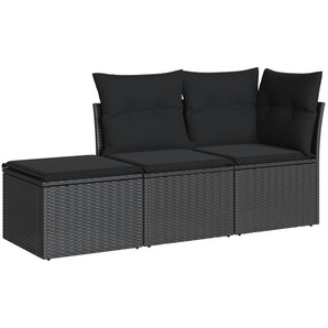 Vidaxl 3-Tlg. Garten-Sofagarnitur aus Polyrattan mit Kissen