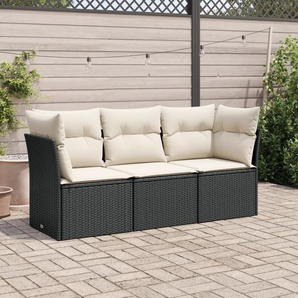 Vidaxl 3-Tlg. Garten-Sofagarnitur Mit Kissen Poly Rattan