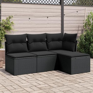 Vidaxl 4-Tlg. Garten-Sofagarnitur aus Polyrattan mit Kissen