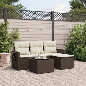 Vidaxl 4-Tlg. Garten-Sofagarnitur Mit Kissen Braun Poly Rattan