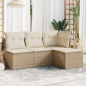 Vidaxl 4-Tlg. Garten-Sofagarnitur aus Polyrattan mit Kissen