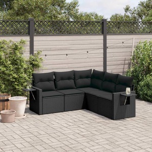 Vidaxl 5-Tlg. Garten-Sofagarnitur Mit Kissen Schwarz Polyrattan