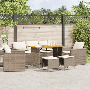 Vidaxl 6-Tlg. Garten-Sofagarnitur mit Kissen Grau Polyrattan