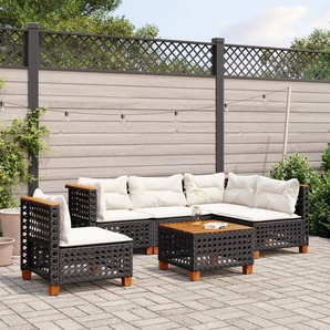 Vidaxl 6-Tlg. Garten-Sofagarnitur Mit Kissen Schwarz Polyrattan