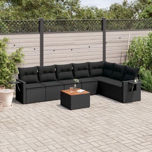 Vidaxl 8-Tlg. Garten-Sofagarnitur Mit Kissen Schwarz Poly Rattan 14