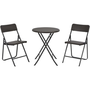 vidaXL Bistro-Set 3-teilig HDPE braun Rattanoptik (44555)