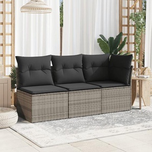 Vidaxl Garten-Ecksofa Mit Kissen Schwarz Polyrattan