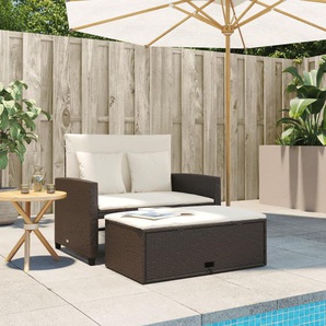 vidaXL Gartensofa Kissen 2-Sitzer Loungesofa Gartenbank Gartensessel Poly Rattan