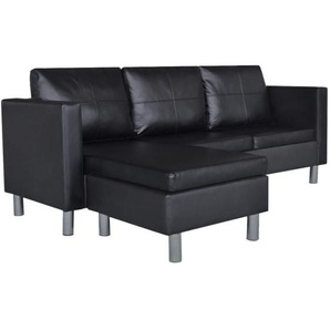 Vidaxl - L-förmiges Sofa 3-Sitzer Kunstleder Schwarz