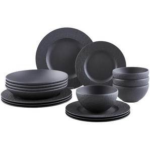 Villeroy & Boch Kombiservice Manufacture Rock, Schwarz, Keramik, 16-teilig, 650 ml, Essen & Trinken, Geschirr, Geschirr-Sets, Kombiservice