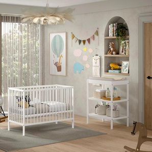 Vipack Babymöbel-Set Dino ist das ideale Start Set für Ihr Kind aus massiver Buche, (2-tlg), Babybett u. Wickelregal inkl., wahlweise in 3 Farben erhältlich