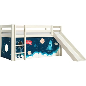 Vipack Spielbett Vipack Pino (Made in Europe), Hochbett mit Textil-Set, inkl. Rolllattenrost, Leiter und Rutsche