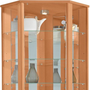 Vitrine FIF MÖBEL TRIO Schränke braun (buchefarben) EckvitrineGlasvitrine 1x Glastür, perfekt für Sammler, Sammlervitrine