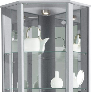 Vitrine FIF MÖBEL TRIO Schränke Gr. B/H/T: 71cm x 172cm x 50cm, silberfarben EckvitrineGlasvitrine 1x Glastür, perfekt für Sammler, Sammlervitrine