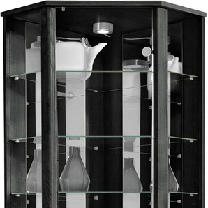 Vitrine FIF MÖBEL TRIO Schränke schwarz EckvitrineGlasvitrine 1x Glastür, perfekt für Sammler, Sammlervitrine