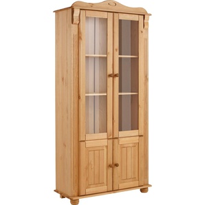 Vitrine HOME AFFAIRE Adele Schränke beige (gelaugt, geölt) 4-türig, Höhe 185 cm, mit Glaseinsätzen, aus massiver Kiefer, FSC