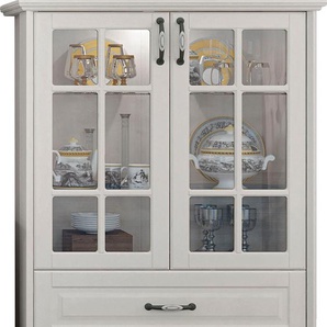 Vitrine HOME AFFAIRE Evergreen Schränke Gr. B/H/T: 106 cm x 127,7 cm x 48,7 cm, beige (elfenbein) Vitrinen UV lackiert, Tür mit Sicherheitsglas und Soft-Close-Funktion