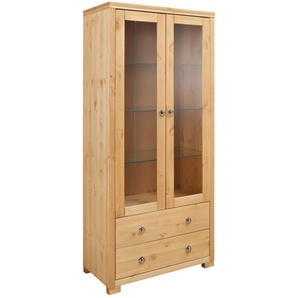 Vitrine HOME AFFAIRE Gotland Schränke beige (gelaugt geölt) Breite 80 cm, Höhe 178 mit Glastüren, aus massiver Kiefer, FSC