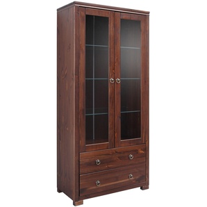 Vitrine HOME AFFAIRE Gotland Schränke braun (dunkelbraun) Breite 80 cm, Höhe 178 mit Glastüren, aus massiver Kiefer, FSC