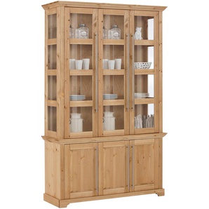 Vitrine HOME AFFAIRE Meliss Schränke Gr. B/H/T: 132cm x 210cm x 39cm, 6 St., Komplettausführung, beige (natur) aus massiver Kiefer, FSC Breite 132 cm