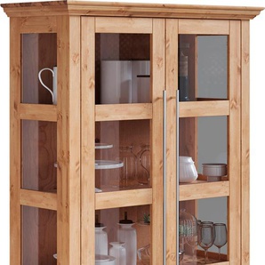 Vitrine HOME AFFAIRE Meliss Schränke Gr. B/H/T: 94cm x 169cm x 39cm, 2 St., Komplettausführung, beige (natur) Höhe 169 cm, Breite 94 2-türig, Kiefer massiv, FSC