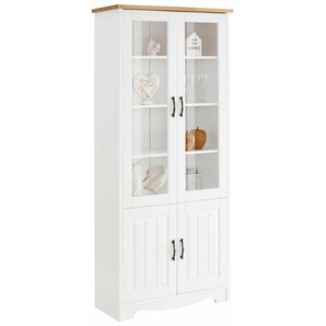 Vitrine HOME AFFAIRE Trinidad Schränke gelb (weiß/honigfarben) 4-türig, Breite 85 cm