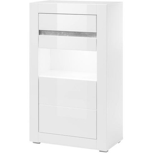 Vitrine - weiß - Materialmix - 66 cm - 112 cm - 35 cm | Möbel Kraft