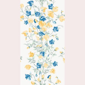 Xxxl Vliestapete, Blau, Gelb, Weiß, Kunststoff, Papier, Blume, 52x1005 cm, Made in Europe, Tapeten Shop, Vliestapeten