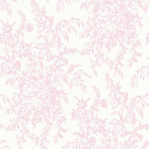 Vliestapete, Weiß, Pink, Kunststoff, Papier, Blätter, 52x1000 cm, Fsc, Made in Europe, Tapeten Shop, Vliestapeten