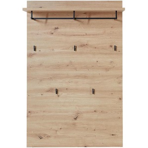 Voleo Garderobenpaneel, Eiche, Metall, Holzwerkstoff, 84x129x29 cm, Aufhängemöglichkeit, Garderobe, Garderobenpaneele, Garderobenpaneele