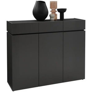 Voleo Sideboard, Graphit, Holzwerkstoff, 4 Fächer, 3 Schubladen, 135x111x40 cm, Typenauswahl, Beimöbel erhältlich, stehend, Schlafzimmer, Schlafzimmer Kommoden