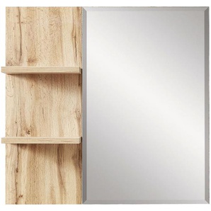 Voleo Wandspiegel, Eiche, Glas, Holzwerkstoff, rechteckig, 80x78x17 cm, senkrecht montierbar, Ablage, Spiegel, Wandspiegel