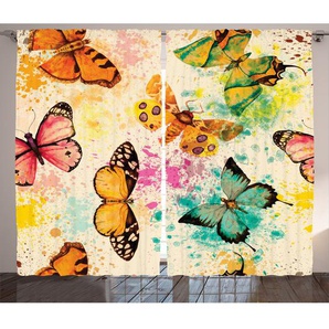 Rustikaler Vorhang, Trübe Grungy Schmetterling, Bunt, Mehrfarbig