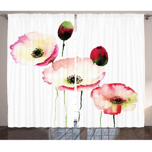 Rustikaler Vorhang, Poppy Vintage-Blüten, Blumen, Pink Rot