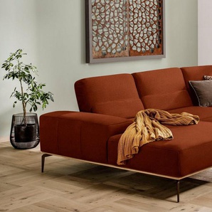 W.SCHILLIG Ecksofa run, mit Holzsockel, Füße in Bronze pulverbeschichtet, Breite 319 cm