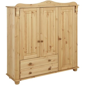 Wäscheschrank HOME AFFAIRE Adele, Mehrzweckschrank Schränke Gr. B/H/T: 130cm x 135cm x 40cm, beige (natur) aus massiver Kiefer, 2-oder 3-türig