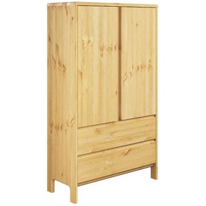 Wäscheschrank HOME AFFAIRE Luven Schränke Gr. B/H/T: 98cm x 137cm x 34cm, 2 St., beige (natur) aus massiver Kiefer, Höhe 137 cm, mit 2 Schubladen und Türen