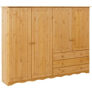 Wäscheschrank HOME AFFAIRE Minik Schränke Gr. B/H/T: 184cm x 140cm x 35cm, 4 St., beige (natur gebeizt/gewachst) mit geschwungenem Fußsockel, in drei verschiedenen Farbvarianten